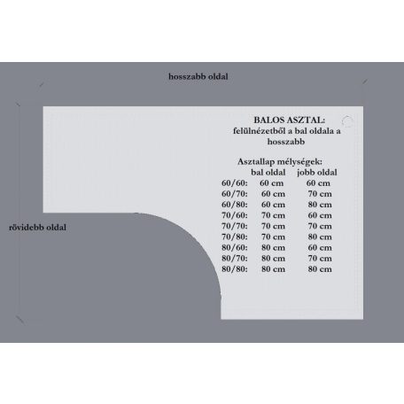 Panellábas sarok íróasztal, több méretben, BALOS, mélység 60/70 cm