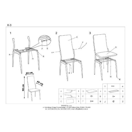 Étkezőszék K3, több színben
