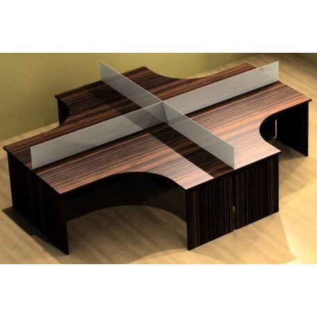 Panellábas, 4 személyes munkaállomás, sarokasztalból, több méretben /4 db asztal/