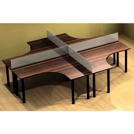 Csőlábas, 4 személyes munkaállomás, sarokasztalból, több méretben /4 db asztal/