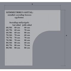 Panellábas sarok íróasztal, szimmetrikus