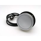 Rejtett elosztó bútorlapba építhető, kör alakú MINI (3-as+2 USB) ezüst