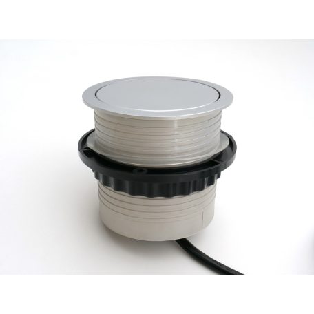 Rejtett elosztó bútorlapba építhető, kör alakú MINI (3-as+2 USB) ezüst