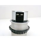 Rejtett elosztó bútorlapba építhető, kör alakú MINI (3-as+2 USB) ezüst