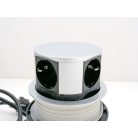 Rejtett elosztó bútorlapba építhető, kör alakú MINI (3-as+2 USB) ezüst